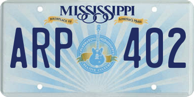 MS license plate ARP402