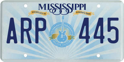 MS license plate ARP445