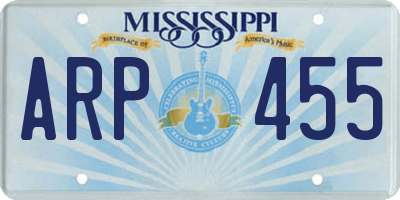 MS license plate ARP455