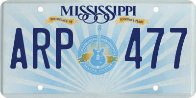 MS license plate ARP477