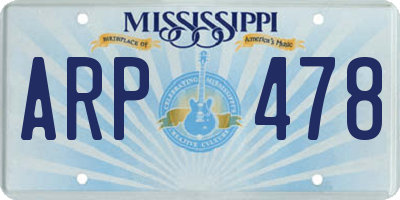 MS license plate ARP478