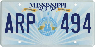 MS license plate ARP494