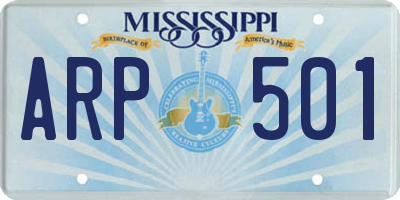 MS license plate ARP501