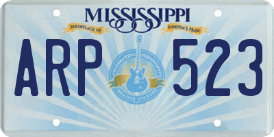 MS license plate ARP523