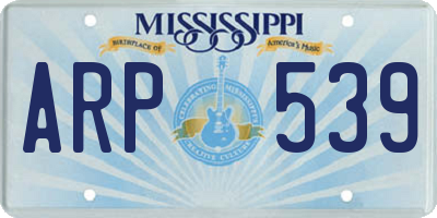 MS license plate ARP539