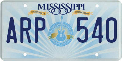 MS license plate ARP540