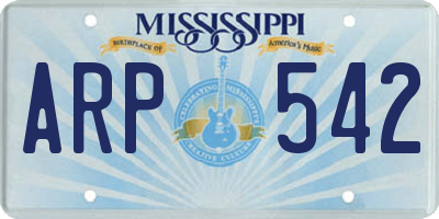 MS license plate ARP542