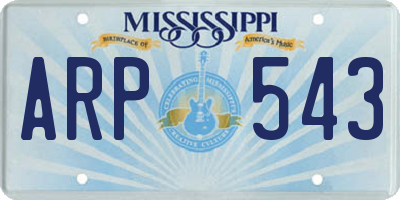 MS license plate ARP543