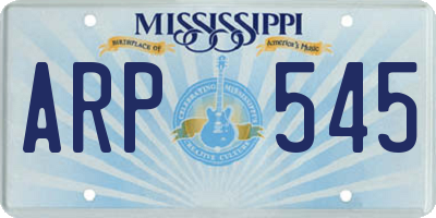 MS license plate ARP545