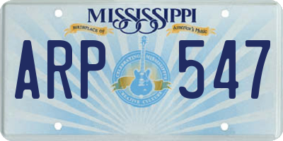 MS license plate ARP547