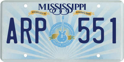 MS license plate ARP551