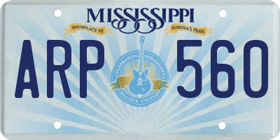 MS license plate ARP560