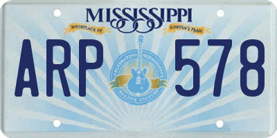 MS license plate ARP578