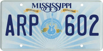 MS license plate ARP602