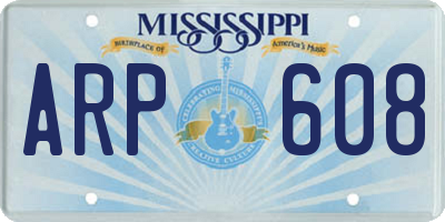 MS license plate ARP608