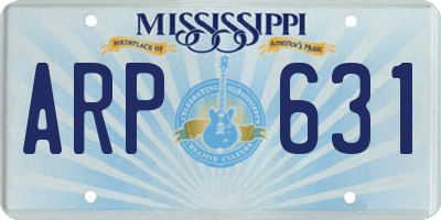 MS license plate ARP631