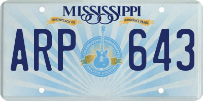 MS license plate ARP643
