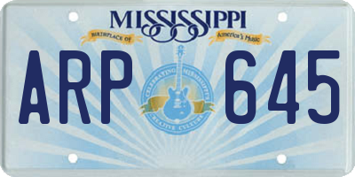 MS license plate ARP645