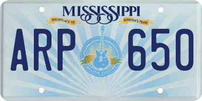 MS license plate ARP650