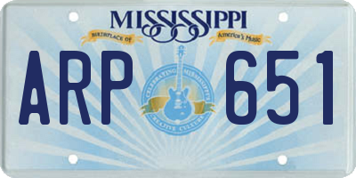 MS license plate ARP651