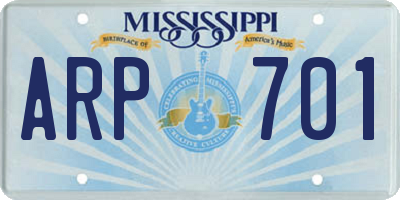 MS license plate ARP701