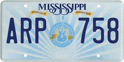 MS license plate ARP758