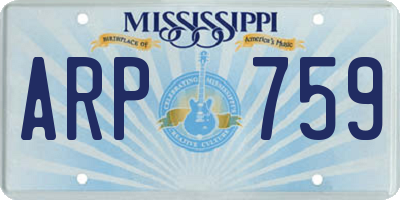 MS license plate ARP759