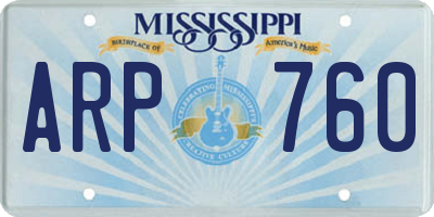 MS license plate ARP760