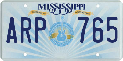 MS license plate ARP765