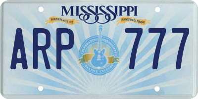 MS license plate ARP777