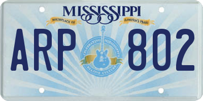 MS license plate ARP802