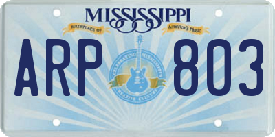MS license plate ARP803
