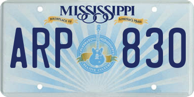MS license plate ARP830