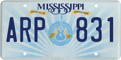 MS license plate ARP831