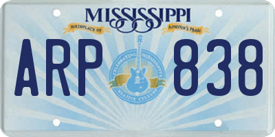 MS license plate ARP838
