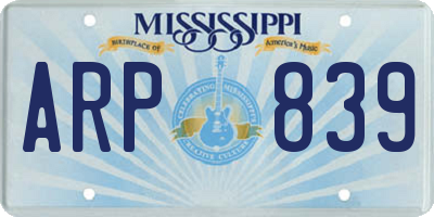 MS license plate ARP839