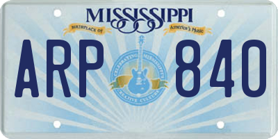 MS license plate ARP840