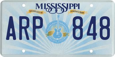 MS license plate ARP848