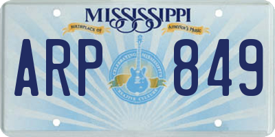 MS license plate ARP849