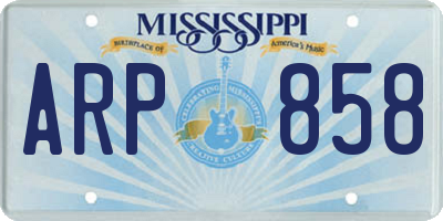 MS license plate ARP858