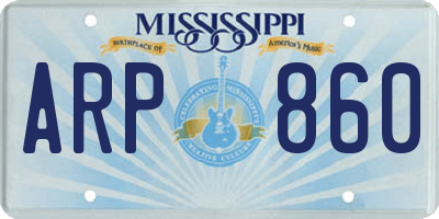 MS license plate ARP860