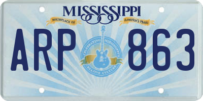 MS license plate ARP863