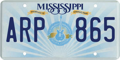 MS license plate ARP865