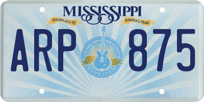 MS license plate ARP875