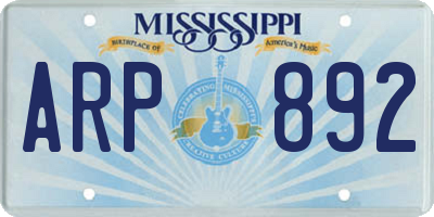MS license plate ARP892
