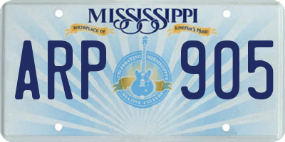 MS license plate ARP905