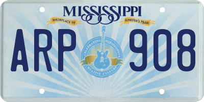 MS license plate ARP908