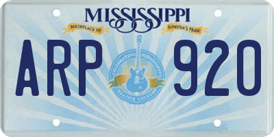 MS license plate ARP920