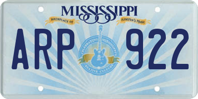 MS license plate ARP922
