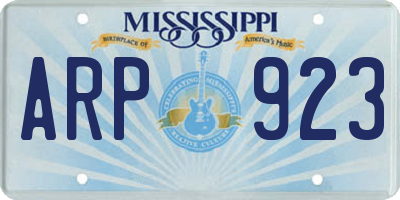 MS license plate ARP923